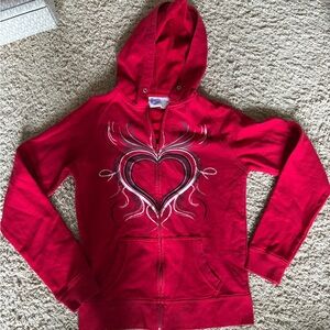 Y2K Red Heart Design Hoodie